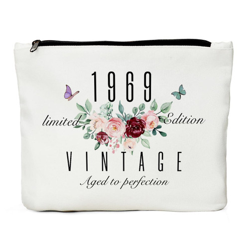 55th Birthday Gifts for Women, 55th Birthday Decorations Present, 55 Year Old Birthday Gift Ideas for Sisters, Friend, Coworker, Grandma, Mom, Boss 1969 Limited Edition Makeup Bag