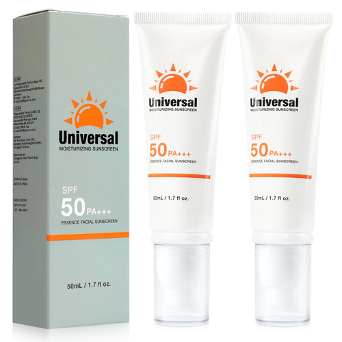 2 Pcs Tinted Sunscreen for Face, Protector Solar Con Color, Tinted Sunscreen, Universal Sunscreen SPF 50 PA+, No Sticky Refreshing for All Skin Type and UV Defense