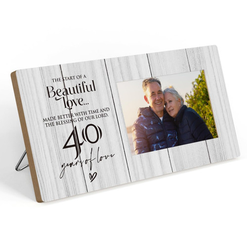 40th Anniversary Picture Frame, 40th Wedding Anniversary for Her Him Couple Husband Wife, Happy 40th Wedding Anniversary Decorations for Wall Desk Tabletop Shelf, 40 Years Wedding Gift Ideas 4