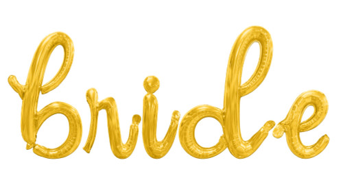 Cursive Script Letter Balloons - BRIDE 16" Inch Alphabet Letters Foil Mylar Balloon Engagement Party, Bridal Shower or Wedding Party Banner (Gold)