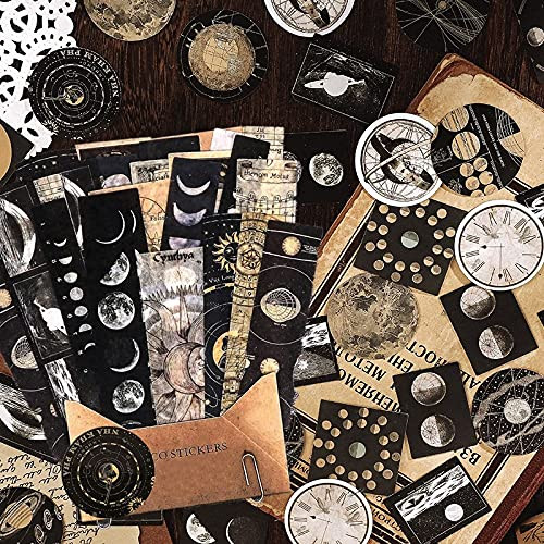 Celestial Stickers for Scrapbooking, Bullet Journaling Supplies. Astronomy Aesthetic Stickers in Space, Planet, Galaxy, Map, Sun&Moon. Decorative Vintage Astrology Planner Sticker-86Pcs