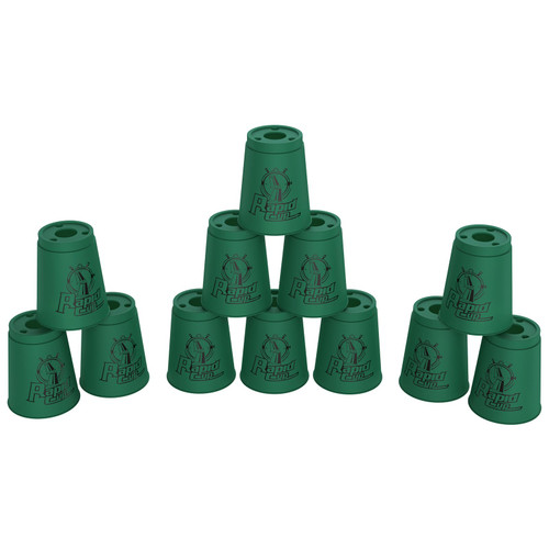 Stacking Cup Game, 12pcs Cup Stacking Set, Sport Stacking Cups, Classic Stacking Toy, Family Game, Great Gift Idea for Stack Games Lover, Stacking Cups for Adults, Kids-Blackish Green