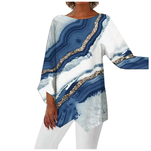 Women's Casual Tunic Tops to Wear with Leggings Long Sleeve Butterfly Print Henley Blouses Crew Neck Basic Shirts Dressy Casual Tees for Women Mothers Day