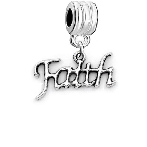 Faith Charm Dangle Bead Spacer For Snake Chain Charm Bracelet