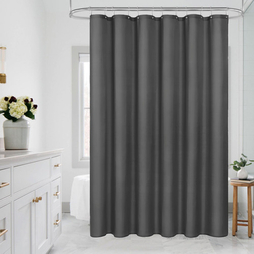 Dark Grey Fabric Shower Curtain Liner, Simple Shower Curtain or Liner for Modern Neutral Hotel Bathroom Decor, Waterproof Cloth & Machine Washable, 12 Plastic Hooks, 72" W x 72" H Dark Grey Fabric Shower Curtain Liner, Simple Shower Curtain or Liner for Modern Neutral Hotel Bathroom Decor, Waterproof Cloth & Machine Washable, 12 Plastic Hooks, 72" W x 72" H
