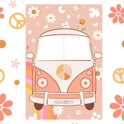 Groovy Photo Booth Props Hippie Bus Party Decorations for 60'S 70'S Party Groovy Retro Daisy Photo Booth Selfie Frame 59 x 39.4 Inch Groovy Photo Booth Props Hippie Bus Party Decorations for 60'S 70'S Party Groovy Retro Daisy Photo Booth Selfie Frame 59 x 39.4 Inch