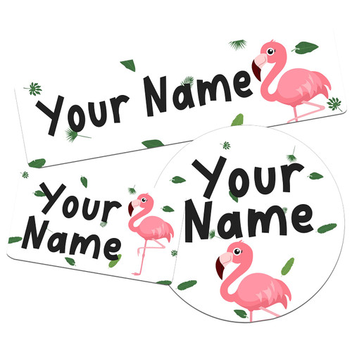 Personalized Name Labels 105 Waterproof Custom Labels Stickers Personalized Customized Name Label Stickers for Kids,School Supplies,Daycare,Water Bottles Cups,Flamingo