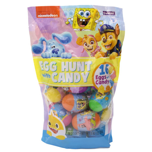 Nickelodeon Plastic Egg Hunt Bag, Assorted 16 Count Eggs by Candy, 1 Pack, Baby Shark, SpongeBob SquarePants, Paw Patrol, Blues Clues Nickelodeon Plastic Egg Hunt Bag, Assorted 16 Count Eggs by Candy, 1 Pack, Baby Shark, SpongeBob SquarePants, Paw Patrol, Blues Clues