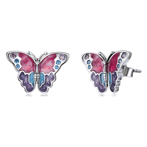 Butterfly Earrings for Women Girls Butterfly Wing Stud Earrings Hypoallergenic 925 Sterling Silver Earrings Christmas Gifts