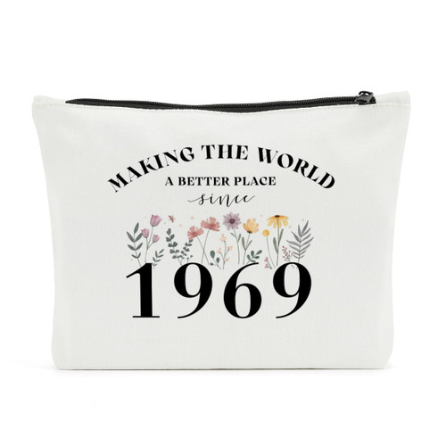 55th Birthday Gifts for Women, 1969 Makeup Bag, 55th Birthday Decorations for Her, Funny Turning 55 Year Old Gifts for Grandma Mom Female Lady Wife Aunt Friend Sister Mothers Day Wedding Anniversary