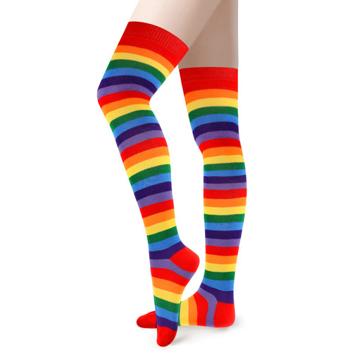 Rainbow Thigh High Socks Rainbow Knee High Socks for Women Crazy Socks for Women Rainbow Socks Women Over the Knee Socks