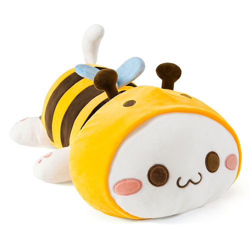 Cute Kitten Bee Plush Toy Stuffed Animal Kitty Soft Anime Cat Plush Pillow for Kids (Yellow Cat Bee, 12")