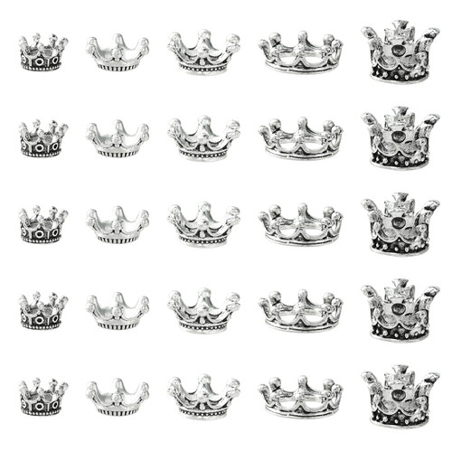50 Pcs Tibetan Styles Alloy King Queen Crown Loose Spacer Beads Big Hole Bracelet Connector Beads for DIY Craft Supplies 50 Pcs Tibetan Styles Alloy King Queen Crown Loose Spacer Beads Big Hole Bracelet Connector Beads for DIY Craft Supplies