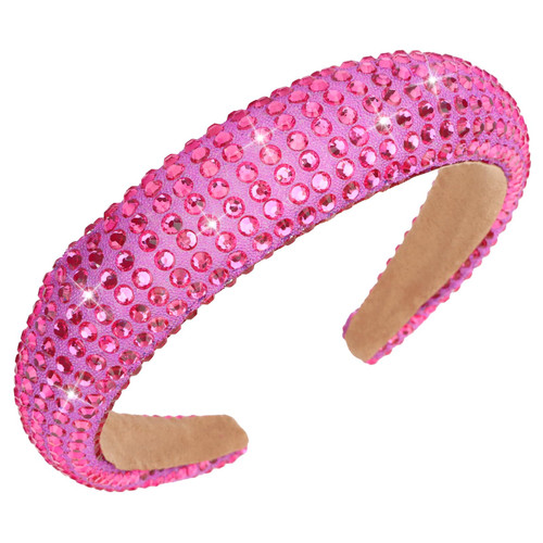 Rhinestone Headband Hot Pink Crystal Bling Headbands for Women Girls Hair Accessories Glitter Sparkle Head Band Women's Fashion Head Bands