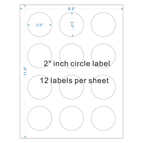 2 inch Round Labels Printable Glossy White Waterproof Vinyl Sticker Labels 240 Pcs Circle Labels for Inkjet or Laser Printer