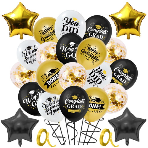 Graduation Balloons 2024, 60 Pcs Graduation Party Balloon Set Include Gold Graduation Confetti Balloons, Graduation Latex Balloons and Star Balloons for Graduation Party Supplies Graduation Balloons 2024, 60 Pcs Graduation Party Balloon Set Include Gold Graduation Confetti Balloons, Graduation Latex Balloons and Star Balloons for Graduation Party Supplies