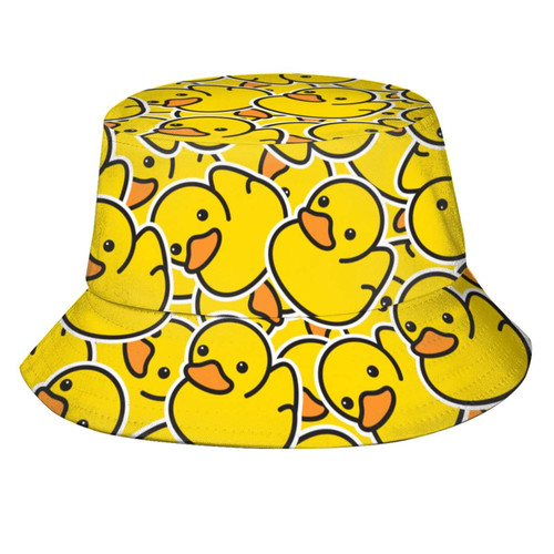Cartoon Rubber Duck Bucket Hats Fashion Sun Cap Packable Outdoor Fisherman Hat for Women and Men