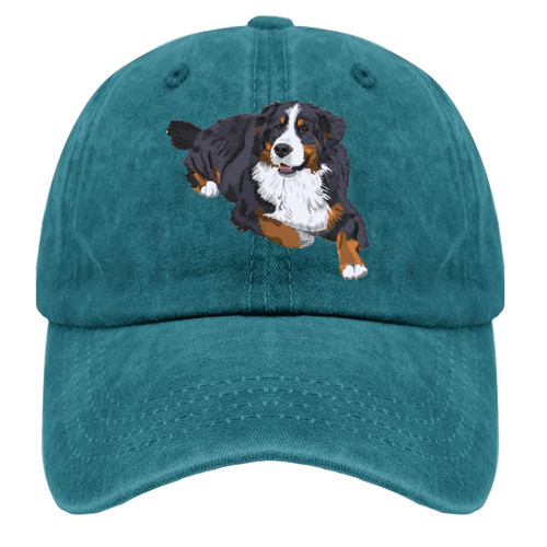 Baseball Cap Running Hats for Women's Ball Hats Trendy Bernese Mountain Dogs Sun Cap Cyan Blue