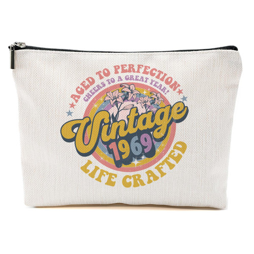 Vintage 55th Birthday Gifts for Women Mom Wife Friends Makeup Bag 55 Years Old Birthday Gifts 1969 Anniversary Travel Cosmetic Bags Turning 55 Cheer to 55 Years 55th Birthday Party Favors Fifty Five