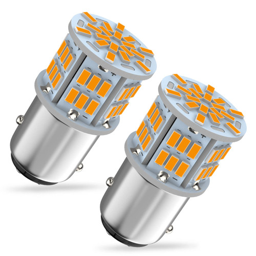 1157 Led Amber Light Bulb, 12V-24V 1157 7528 2357 2057 BAY15D LED Replacement Light Bulb for Brake Light Tail Light for Car RV Trailer Boat, 54SMD 3014 Chipset, 2PCS