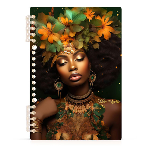 African American Woman Leaves Flowers 1 Pack Spiral Notebook A5 Journal Notebook 60 Sheets 21215557