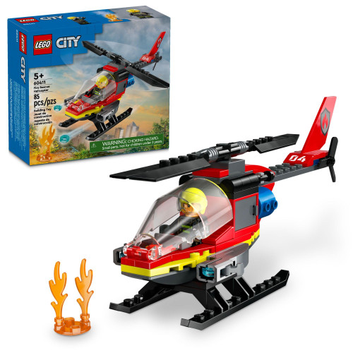 City Fire Rescue Helicopter Toy, Building Set with Firefighter Minifigure Pilot Toy, Fun Gift or Pretend Play Toy for Boys, Girls and Kids Ages 5 and Up, 60411 City Fire Rescue Helicopter Toy, Building Set with Firefighter Minifigure Pilot Toy, Fun Gift or Pretend Play Toy for Boys, Girls and Kids Ages 5 and Up, 60411