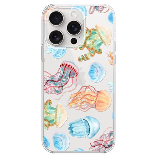 for iPhone 15 Pro Max Case, Cute Jellyfish Pattern Fun Ocean Fish Style Beach Design Transparent Soft TPU Protective Clear Case Compatible for iPhone 15 Pro Max 6.7 inch (Jellyfish)