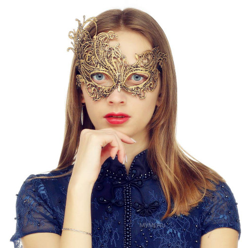 Masquerade Mask for Women Vintage Luxury Mask Women's Lace Eye Mask For Masquerade Party Prom Ball Halloween (Phoenix Gold)