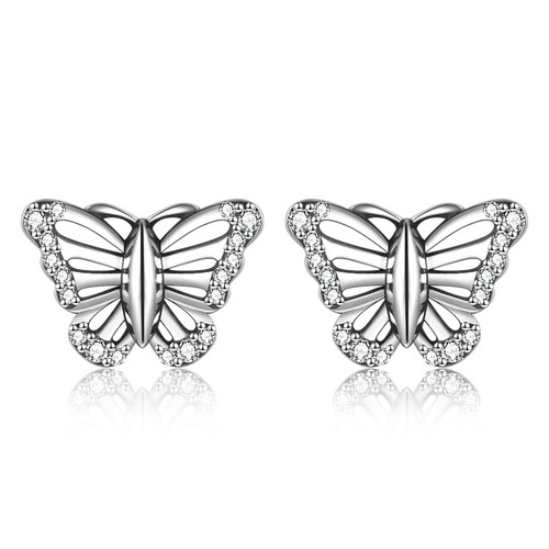 Butterfly Earrings 925 Sterling Silver Butterfly Earrings Studs for Women Butterfly Gifts for Daughter/Wife