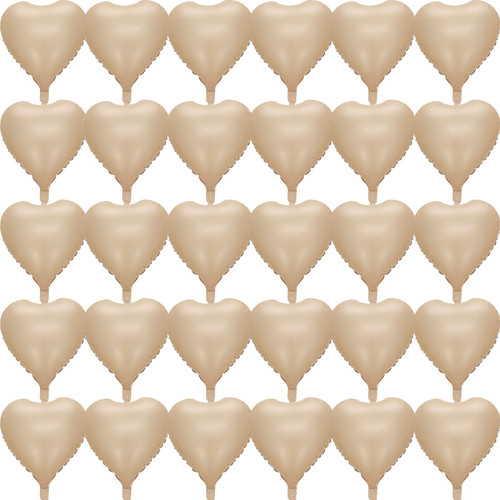 30 Pcs Caramel Heart Balloons 18in Foil Heart Shaped 18 Inch Balloons Helium Mylar Balloons Foil Balloon Decoration for Women Girls Valentine's Day Birthday Wedding Proposal Bridal Party Decor