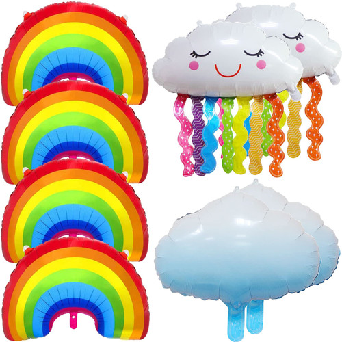 Rainbow Mylar Foil Balloons White Cloud Foil Balloons 8pcs, Smiling Tassel Cloud Party Balloon Rainbow Bridge Balloons for Rainbow Cloud Unicorn Themed Birthday Baby Shower Party Supplies Rainbow Mylar Foil Balloons White Cloud Foil Balloons 8pcs, Smiling Tassel Cloud Party Balloon Rainbow Bridge Balloons for Rainbow Cloud Unicorn Themed Birthday Baby Shower Party Supplies