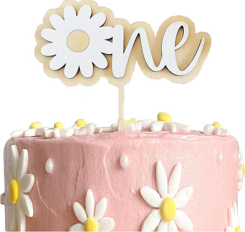 Wood Daisy Flower Cake Topper, First Birthday Cake Decoration, Retro Groovy Daisy, Daisy Birthday Party Decor, Best Flower Cake Topper For Baby(Daisy One Cake Wood Daisy Flower Cake Topper, First Birthday Cake Decoration, Retro Groovy Daisy, Daisy Birthday Party Decor, Best Flower Cake Topper For Baby(Daisy One Cake