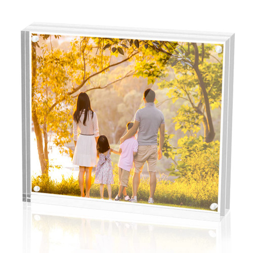 Acrylic 4x4 Square Picture Frame, Magnetic Acrylic Picture Frames for 4x4 or 3x3 Pictures Display, Clear Double Sided Thick Picture Frames, Photo Frames Desktop Display
