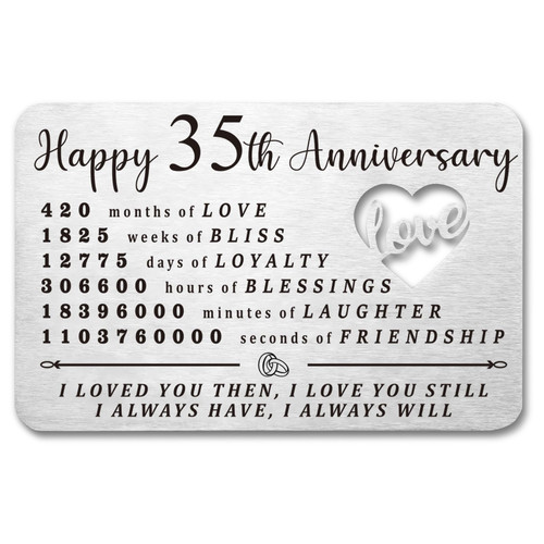 35 Year Anniversary Wallet Card Gifts for Husband Wife 35 Year Anniversary Card for Him Her Happy 35th Wedding Anniversary Present for Women Men
