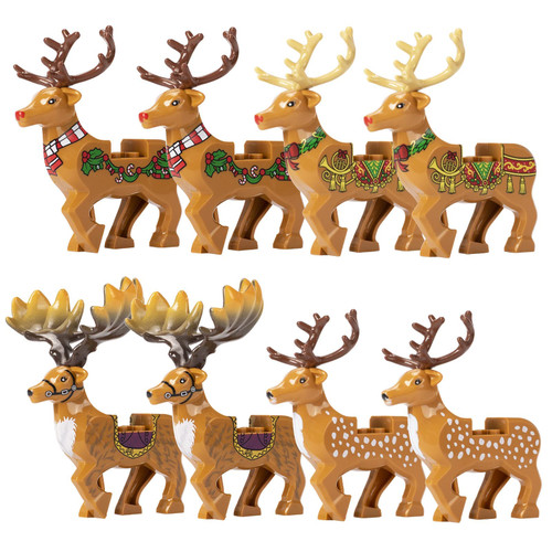 Christmas Reindeer Figures Animals Building Blocks Model Brick Set Accessories Decorations, Christmas Tree Ornaments Toys Compatible with Major Brand