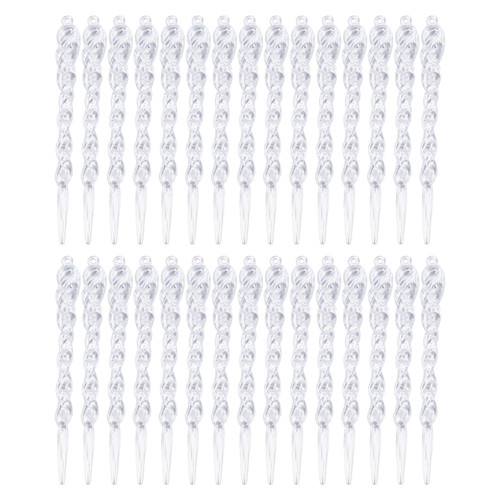 30Pack Clear Icicle Ornament,Acrylic Plastic Ornaments Christmas Tree Acrylic Clear Icicles Twisted Plastic Icicle Winter Decorations for Christmas Party Decorations(13CM)
