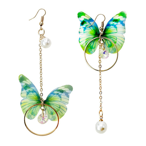 Butterfly Tassel Earrings for Women Asymmetric Butterfly Circle Earrings for Teen Girls Dangle Cute Butterfly Drop Earrings Jewelry Gifts (B)