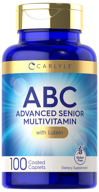 Senior Multivitamin for Over 60 | 100 Caplets | with Lutein & Lycopene | ABC Advanced Supplement for Men and Women | Non-GMO, Gluten Free