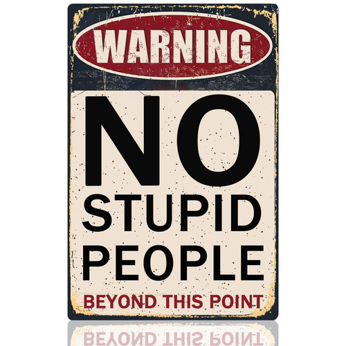 Funny Metal Tin Sign No Stupid People Signs Warning Tin Signs No Stupid People Beyond This Point Garage Sign For Men Mancave Room Decor Man Cave Aesthetic No Trespassing Tin Signs 8x12 Inch