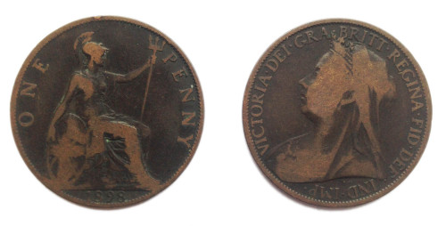 Collectible Coins - Circulated 1895 -1901 British Queen Victoria Penny Coin / Great Britain Collectible Coins - Circulated 1895 -1901 British Queen Victoria Penny Coin / Great Britain