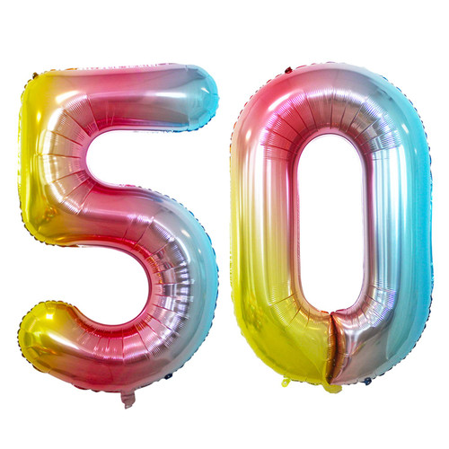 42 Inch Rainbow Number 50 Balloons,Jumbo Foil Helium Balloons for 50th Birthday Party Decorations and Anniversary Event
