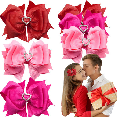 Heart Hair Bow Clip Valentine Pink Love Ribbon Hairpin for Girls Double Layer Heart Hair Clip Bow Valentine's Day Bowknot Hairpins Barrette Valentine Day Party Headwear?6 pcs? Heart Hair Bow Clip Valentine Pink Love Ribbon Hairpin for Girls Double Layer Heart Hair Clip Bow Valentine's Day Bowknot Hairpins Barrette Valentine Day Party Headwear?6 pcs?