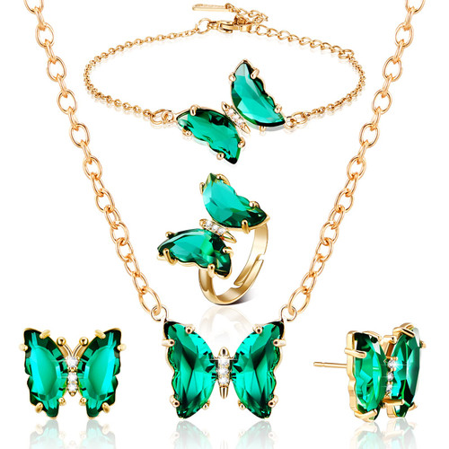 5 Pcs Emerald Butterfly Jewelry set for Women Include Butterfly Necklaces Pendant Birthstone Ring Butterfly Stud Earrings Green Butterfly Bracelets Crystal Jewelry for Women Trendy Girls 5 Pcs Emerald Butterfly Jewelry set for Women Include Butterfly Necklaces Pendant Birthstone Ring Butterfly Stud Earrings Green Butterfly Bracelets Crystal Jewelry for Women Trendy Girls