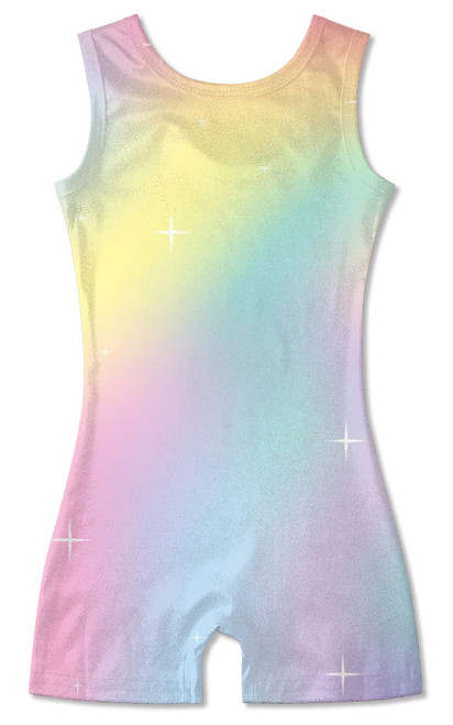 Leotards for Girls Gymnastics Rainbow Printed Sparkle Stretchy Ballet Unitard Biketards Kids Quick Dry Bodysuit