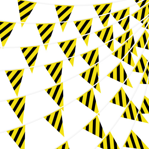 170ft 120pcs Construction Party Decorations, Yellow and Black Striped Pennant Banner Flags String Triangle Bunting Dump Truck Theme Flags, Kids Birthday 170ft 120pcs Construction Party Decorations, Yellow and Black Striped Pennant Banner Flags String Triangle Bunting Dump Truck Theme Flags, Kids Birthday