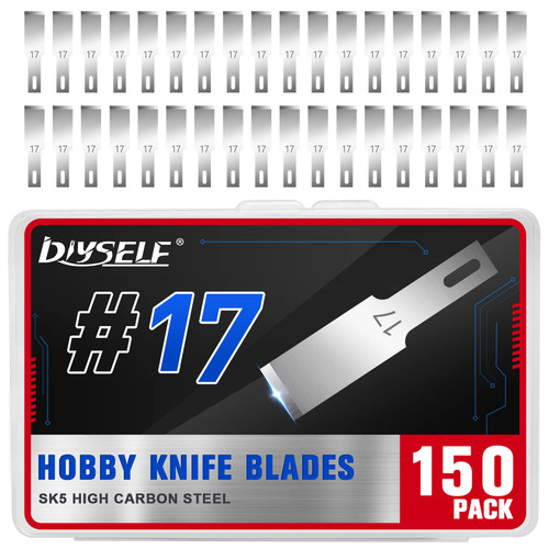 150-Piece Hobby Craft Knife Blades, 17 Exacto Knife Blades, Hobby Knife Replacement Blades with Storage Case, Sharp Art Knives Blades, Hobby Knife Blade Refills Perfect for Cutting?#17?
