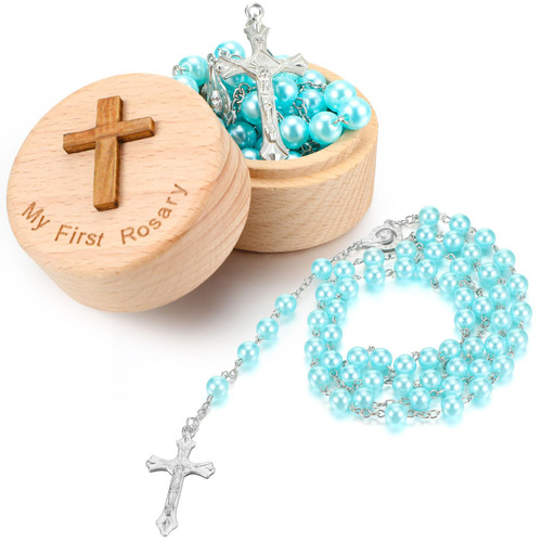Baptism Gifts for Girls Boys Rosary Catholic My First Rosary and Keepsake Box for Baby Shower Holy First Communion Christian Rosary Beads Gifting Set (Blue) Baptism Gifts for Girls Boys Rosary Catholic My First Rosary and Keepsake Box for Baby Shower Holy First Communion Christian Rosary Beads Gifting Set (Blue)