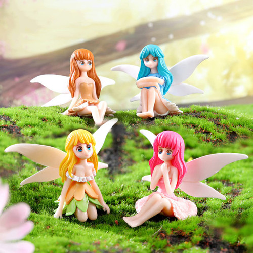 Miniature Fairy Garden Accessories, Small Fairy Figurines for Fairy Garden, Flower Pot, Home Decoration, Birthday Cake Topper, Girl Fly Wing Figurines for Car Decor, 4 Pieces Miniature Fairy Garden Accessories, Small Fairy Figurines for Fairy Garden, Flower Pot, Home Decoration, Birthday Cake Topper, Girl Fly Wing Figurines for Car Decor, 4 Pieces