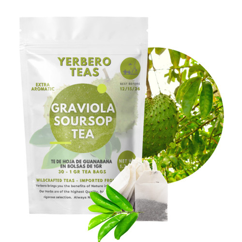 - Pure Graviola Soursop Leaf Tea 30 Tea Bags 1gr (0.03oz) - Net WT 30gr (1.3oz) | Hoja Guanabana | Annona muricata | Sweet Delicious Tea | Enjoy Hot or Cold Crafted By Nature 100% All Natural Fresh Tea | Non-GMO. - Pure Graviola Soursop Leaf Tea 30 Tea Bags 1gr (0.03oz) - Net WT 30gr (1.3oz) | Hoja Guanabana | Annona muricata | Sweet Delicious Tea | Enjoy Hot or Cold Crafted By Nature 100% All Natural Fresh Tea | Non-GMO.