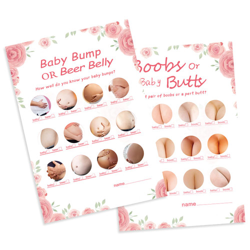 Baby Shower Games for Girl-2 Games(50 of Each),Double-Sided,Thick Cardboard,Fun,Hilarious,and Easy to Play,Baby Shower Games 50 Guest,with Answer Keys